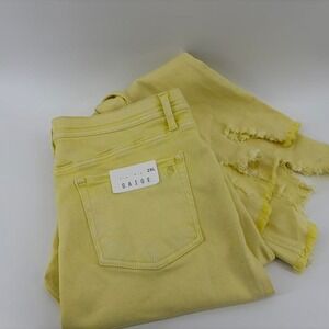 Saige L.A. Denim Jeans Yellow High Rise Tummy Control Distressed Hem Stretch